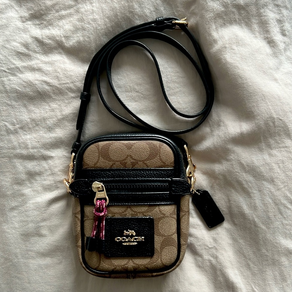 Coach Signature Vale Phoebe Crossbody Bag - Khaki/Black